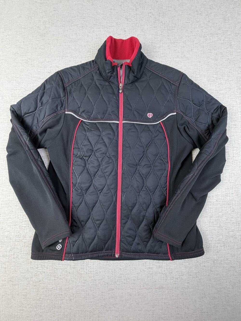 Pearl Izumi Women’s XL Quilted Cycling Jacket Black Red Floral Full Zip